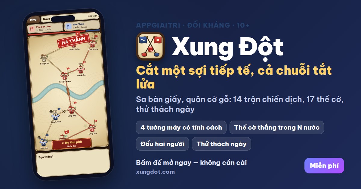 Xung Đột — Sa bàn giấy, quân cờ gỗ — cắt tiếp tế, hạ thủ phủ