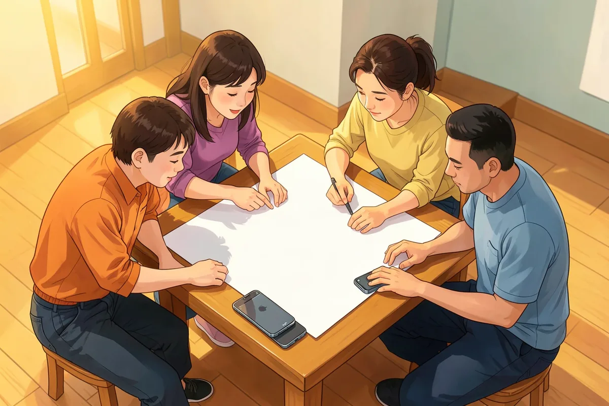Thoả thuận dùng điện thoại trong gia đình: mẫu sáu phần cả nhà cùng giữ
